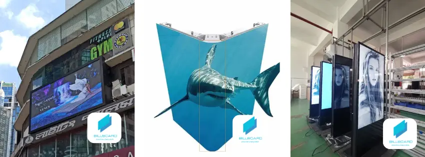 Mobile OOH examples in Bangladesh: LED caravan, interactive van, 3D holographic display at Dhaka events